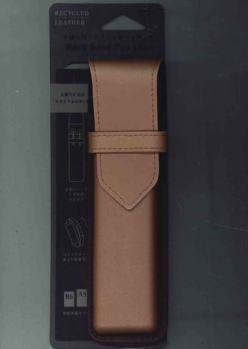 メール便OK】ミドリ ブックバンドペンケース リサイクルレザー茶