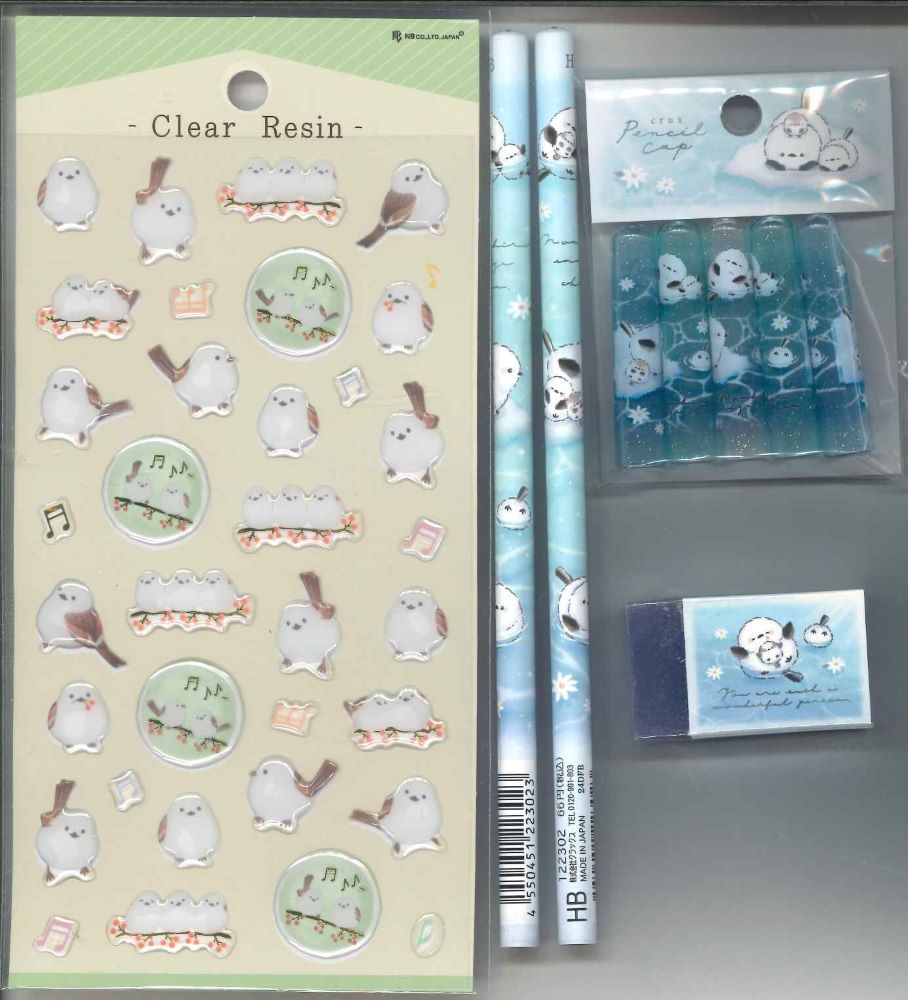 メール便OK】エヌビー社 シマエナガ セット(シール+鉛筆2本