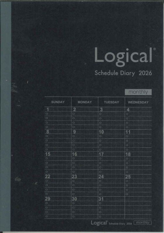 【メール便ＯＫ】ナカバヤシ　2026　ロジカルダイアリー　月間ノートタイプ　A5　NS-A502-26BD　ブラック