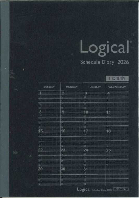 【メール便ＯＫ】ナカバヤシ　2026　ロジカルダイアリー　月間ノートタイプ　A5　NS-A502-26BD　ブラック