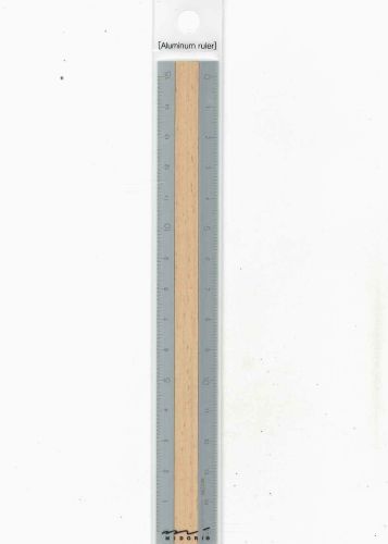 【メール便OK】アルミ&ウッド定規 15cm うす茶　42257-006　[10012386]