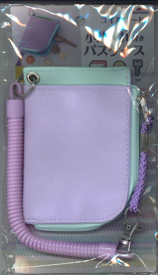 【メール便ＯＫ】コイルコード＆小銭入れ付パスケース　GLP1193V バイオレット　[4902562507316]